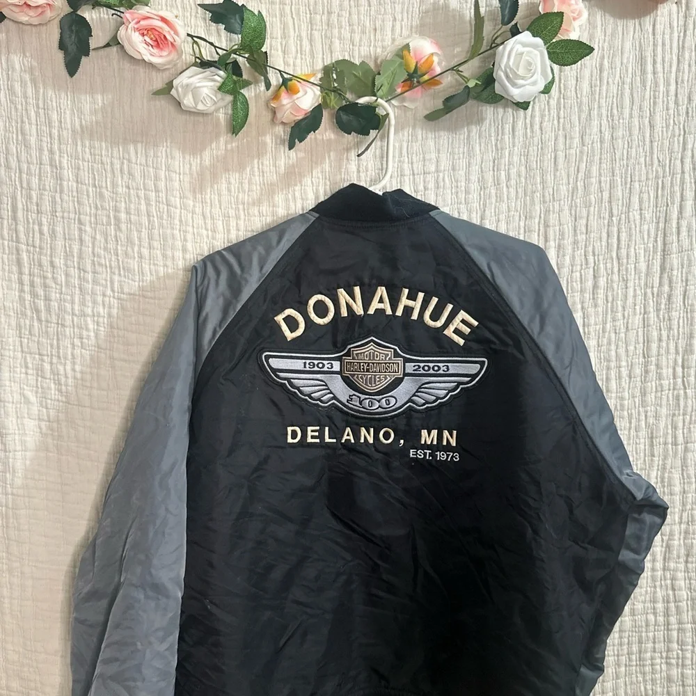 Harley-Davidson Black and Gray Bomber Jacket